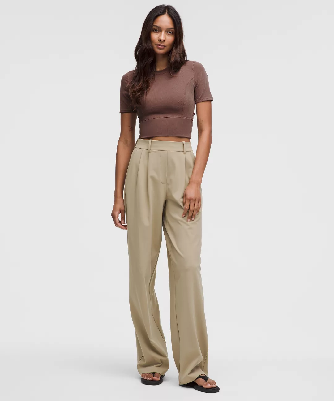 Twist-Back Ribbed Short-Sleeve Shirt