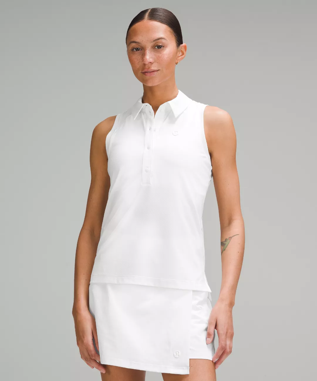 Quick-Dry Sleeveless Polo Shirt *Straight Hem
