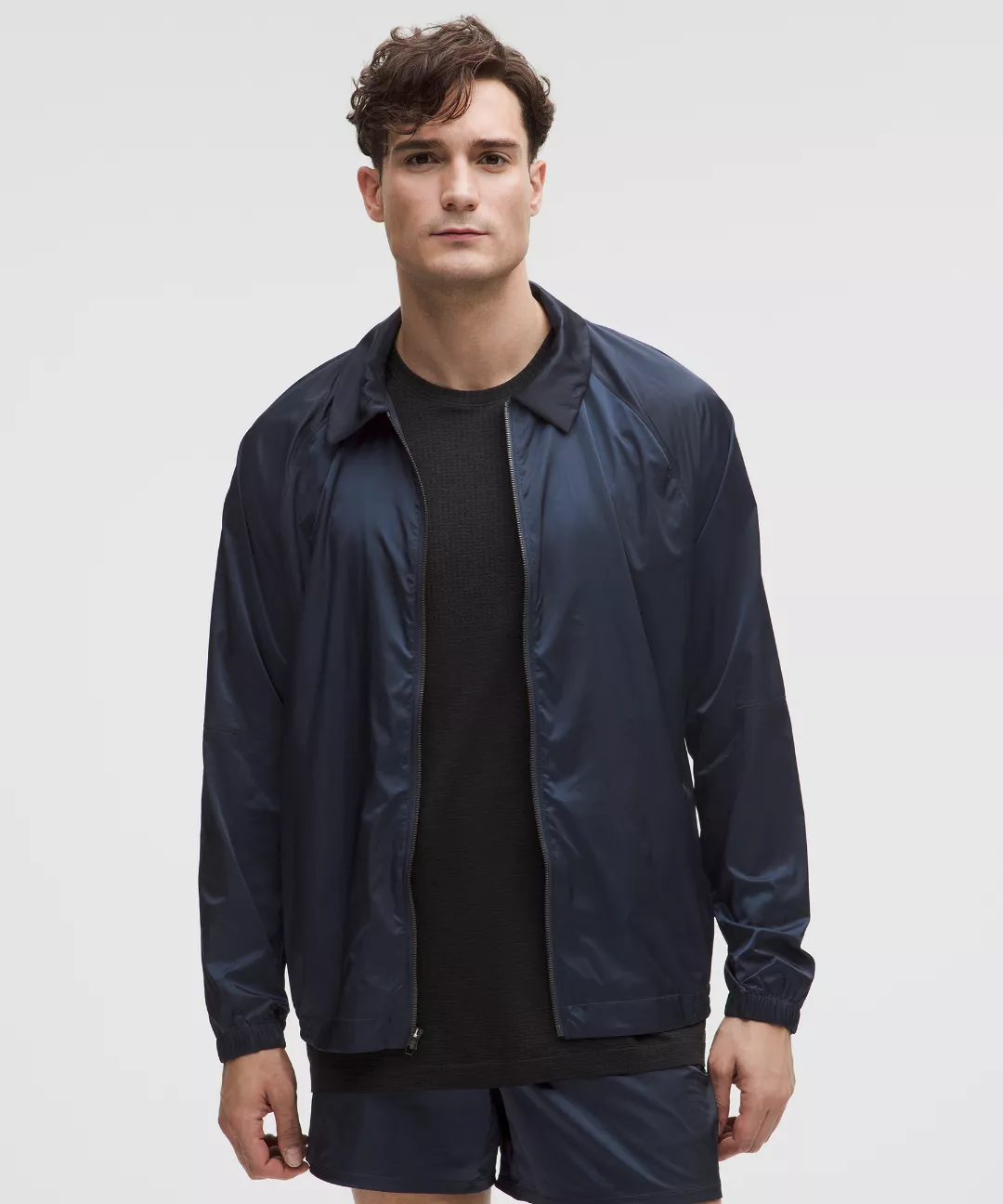 Stretch Satin Nylon Track Jacket
