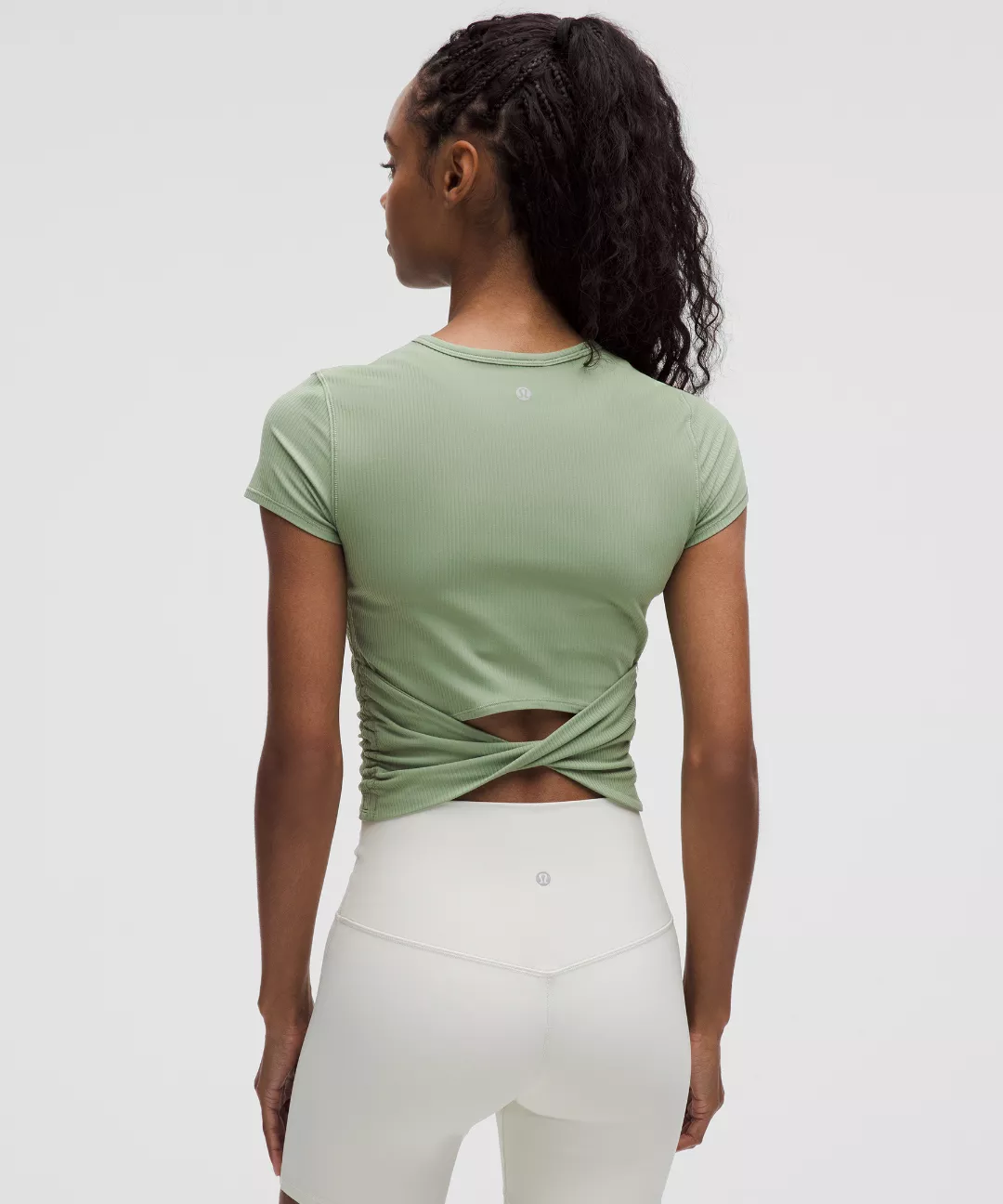 All It Takes Back-Twist Ribbed Short-Sleeve Shirt