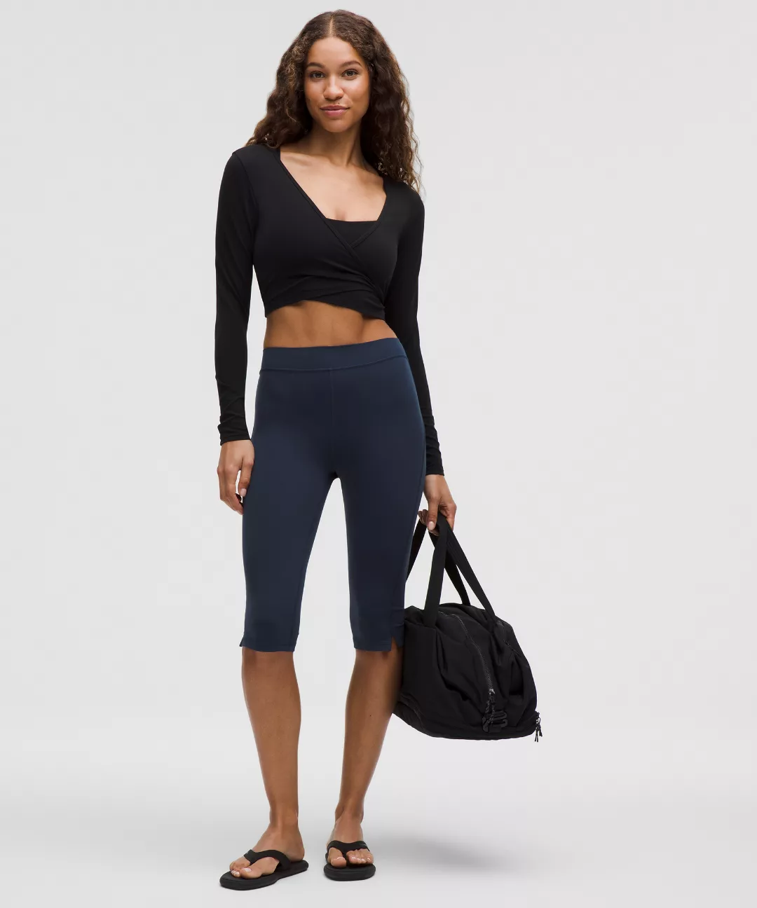 Groove High-Rise Notched-Hem Crop 15"
