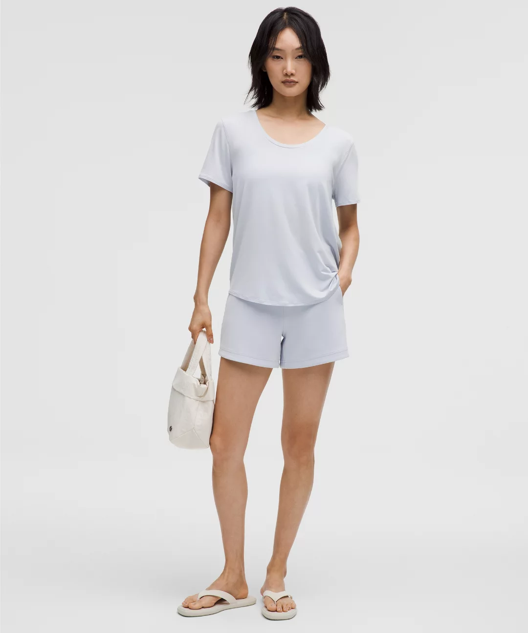 Modal-Silk Twist-Back Short-Sleeve Shirt