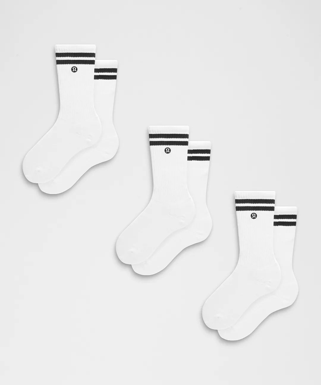 Unisex Daily Essential Crew Socks 3 Pack *Stripe