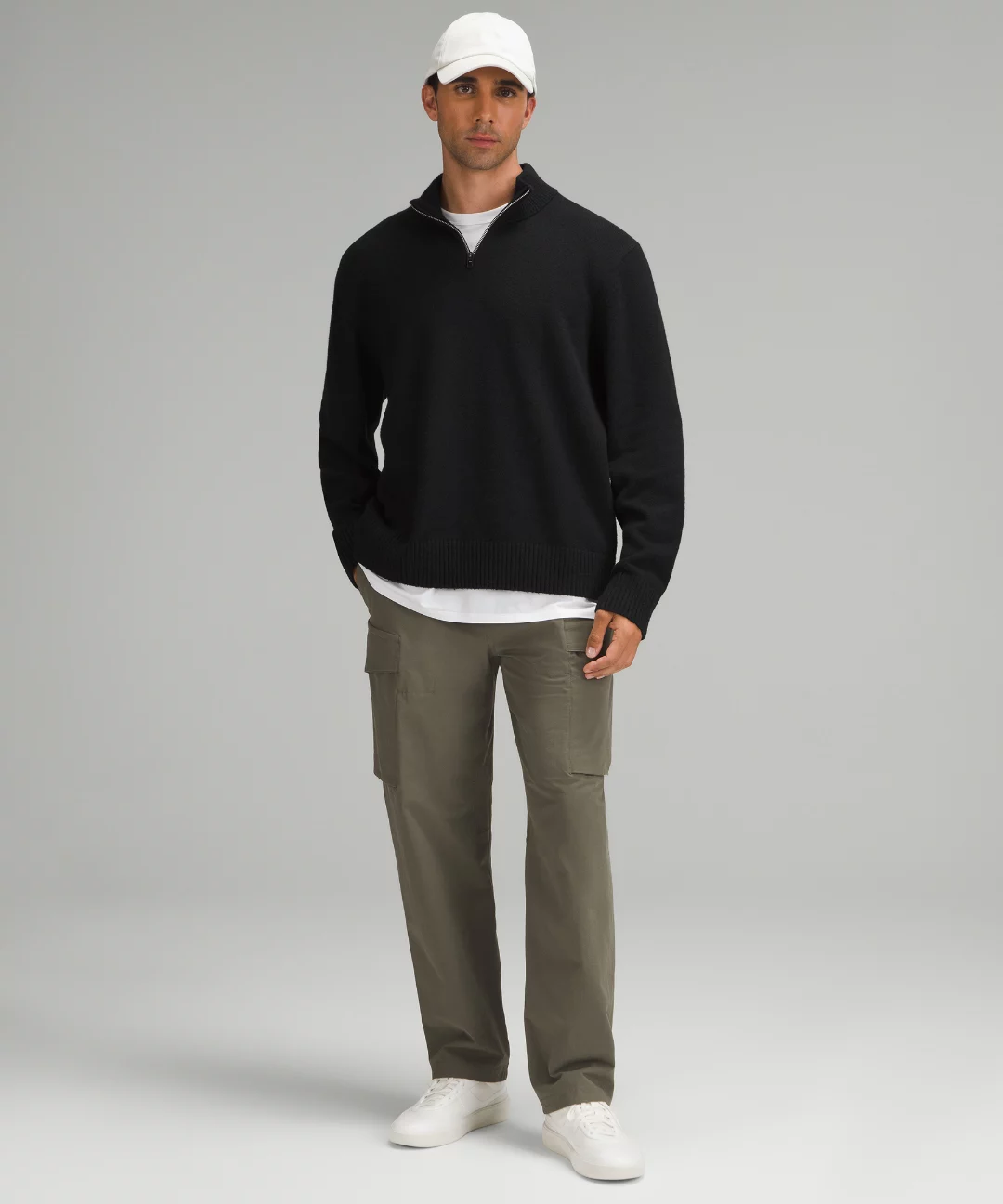 Relaxed-Fit Half-Zip Knit Sweater