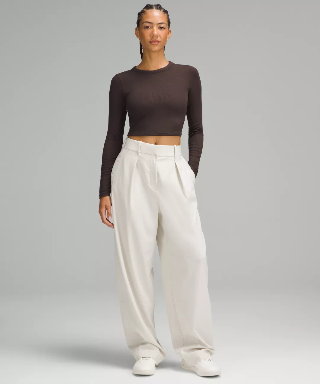 Hold Tight Straight-Hem Cropped Long-Sleeve Shirt