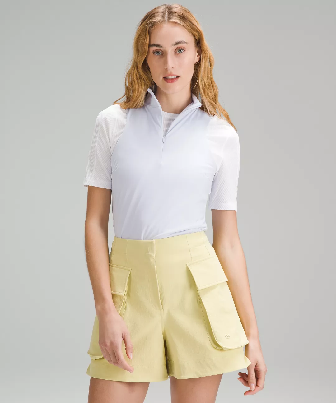 Tight-Fit Lined Half-Zip Tank Top