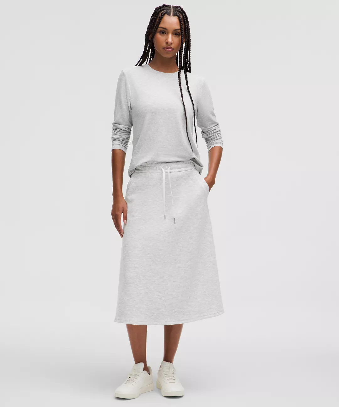 Modal-Blend High-Rise A-Line Midi Skirt