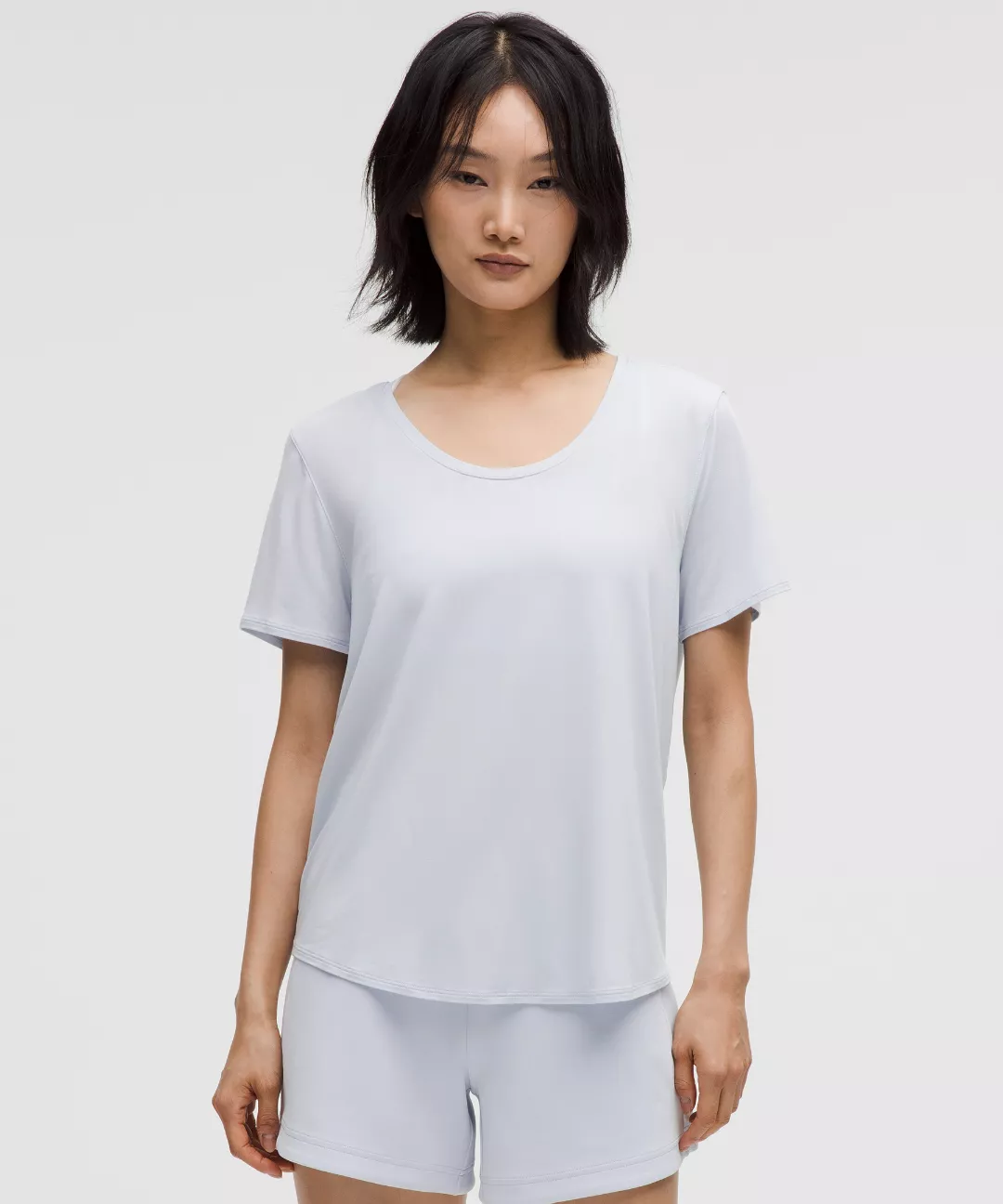 Modal-Silk Twist-Back Short-Sleeve Shirt