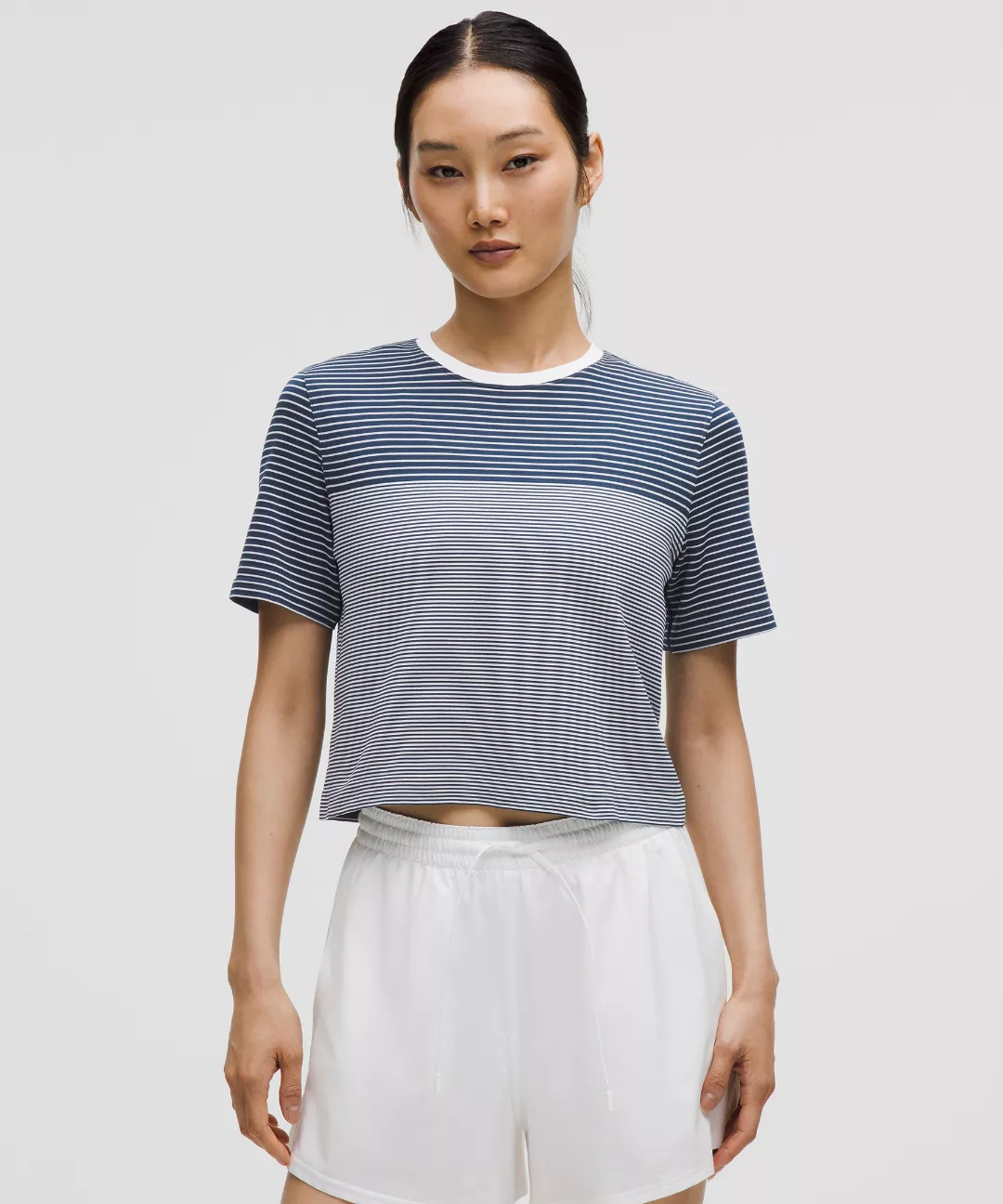 Seamless Classic-Fit Mariner Stripe Cropped T-Shirt