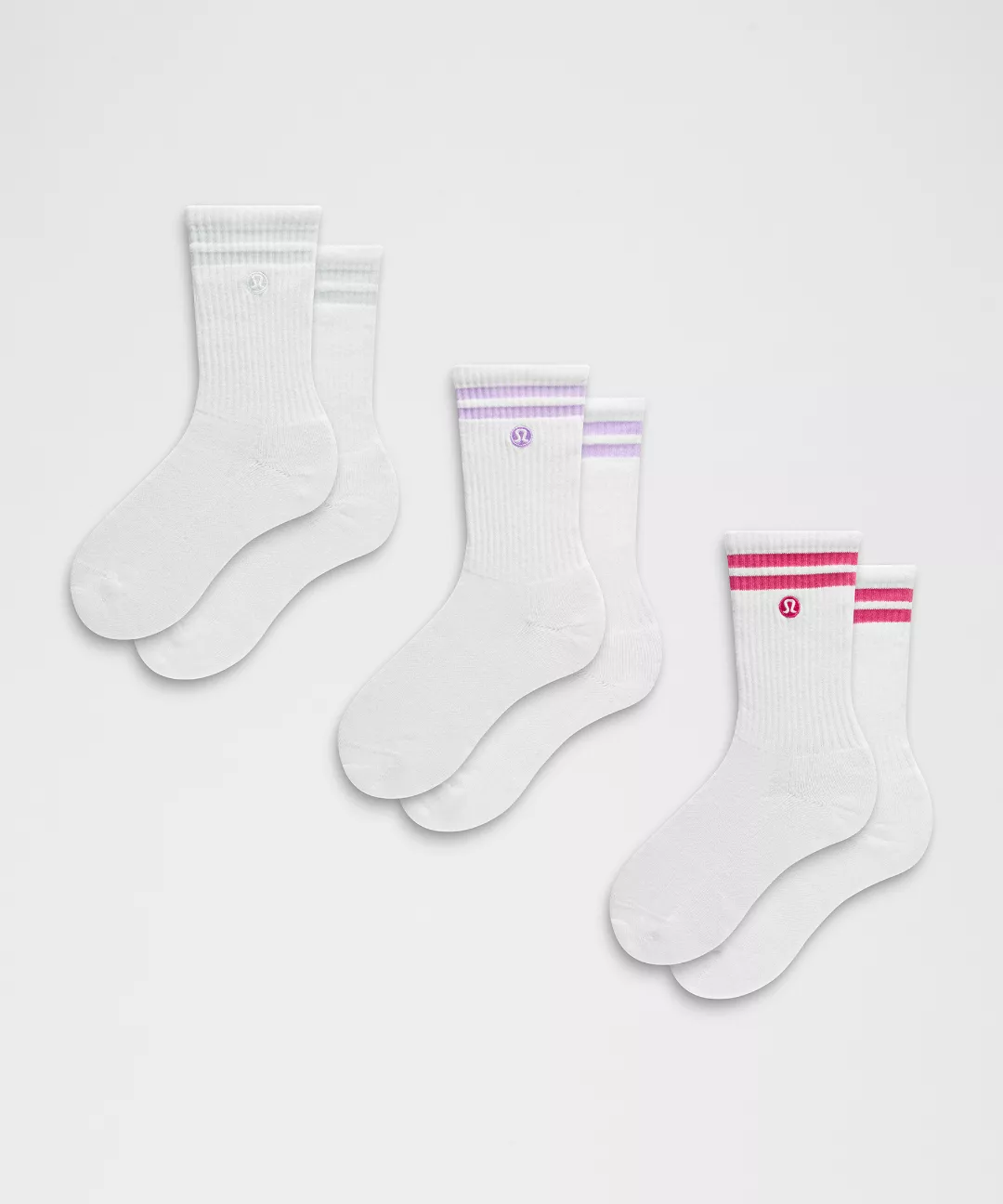 Unisex Daily Essential Crew Socks 3 Pack *Stripe