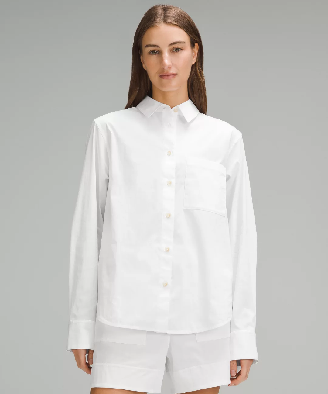 Relaxed-Fit Cotton-Blend Poplin Button-Down Shirt