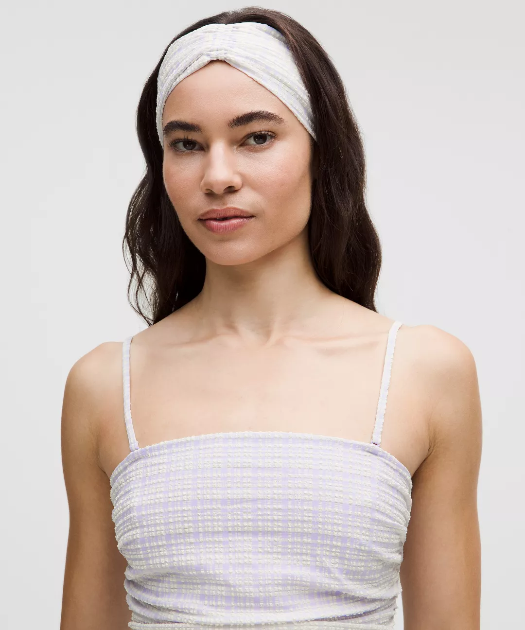 Women's Seersucker Check Gathered Headband