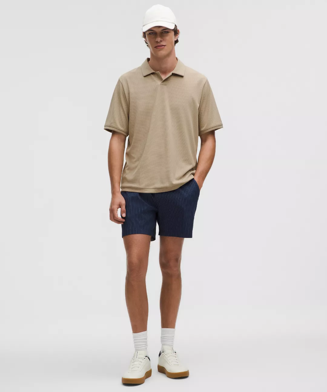 Textured Mesh Short-Sleeve Polo Shirt