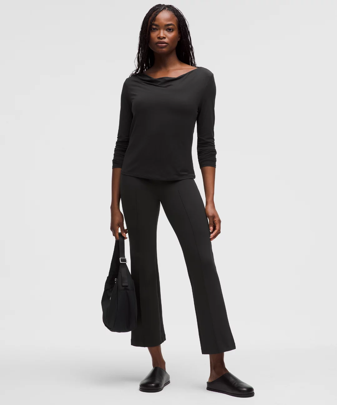 Modal-Silk Cowl-Neck Long-Sleeve Shirt