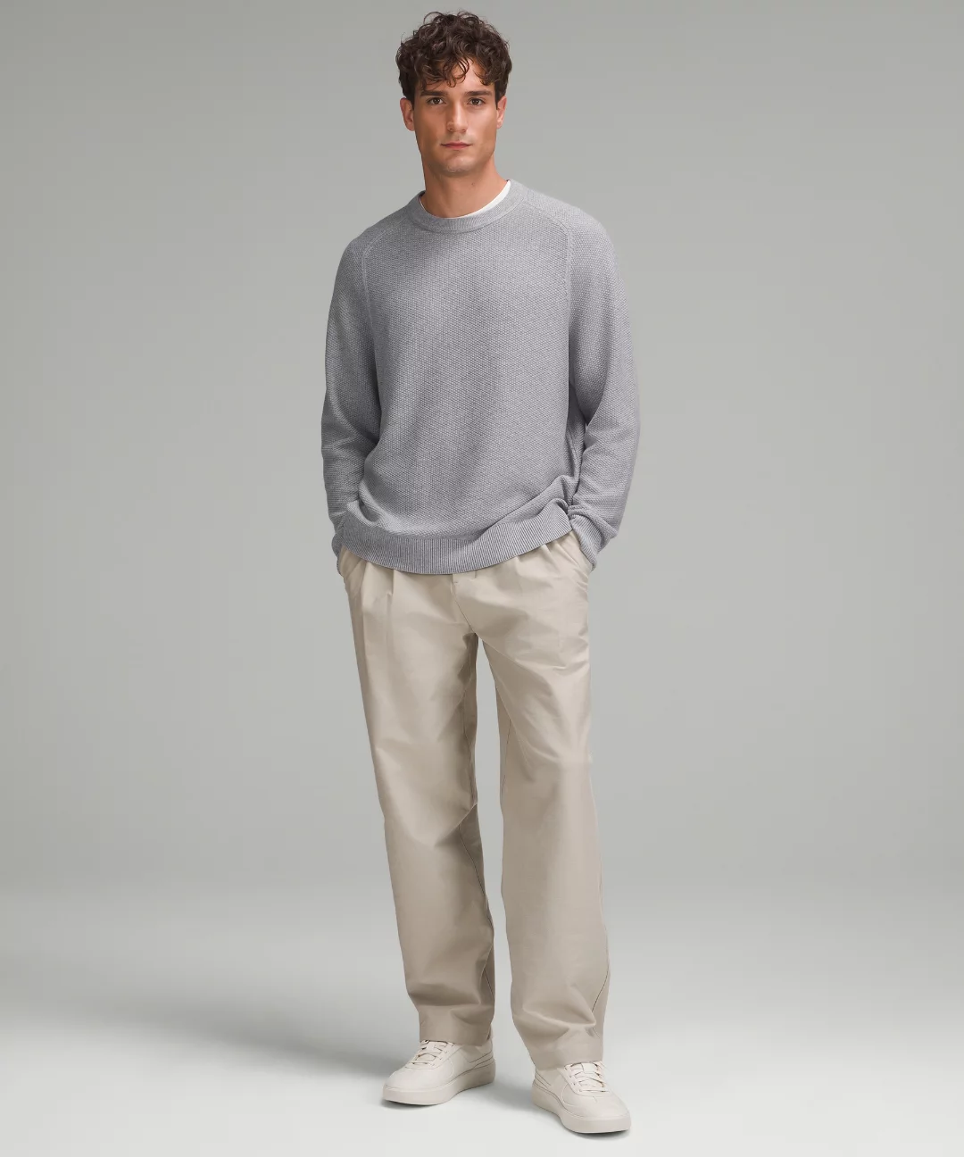 Textured Knit Crewneck Sweater