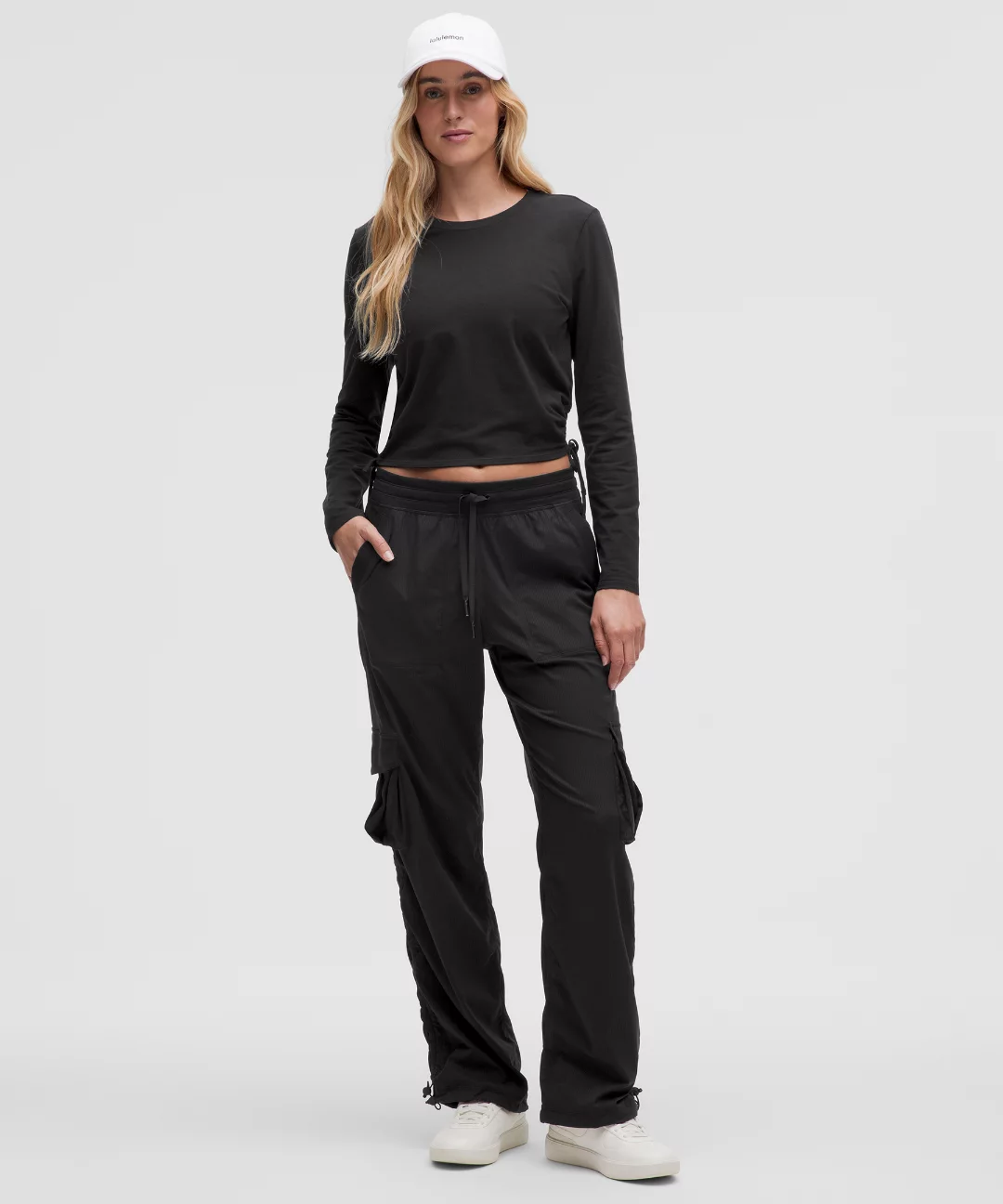 Cinched Cut-Outs Cotton Long-Sleeve Shirt