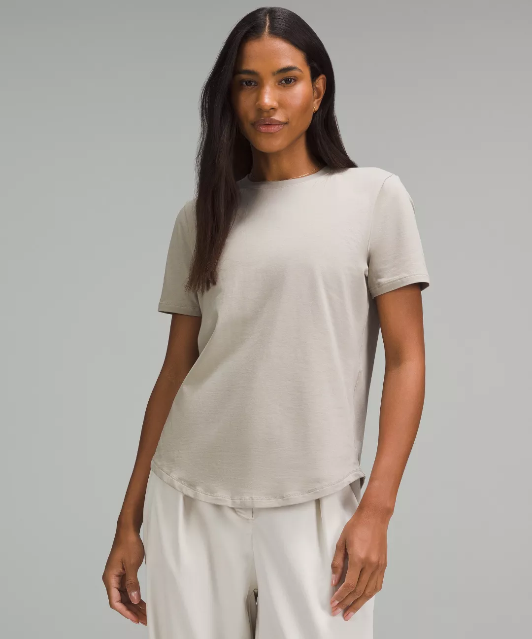 Love Curved-Hem Crewneck T-Shirt