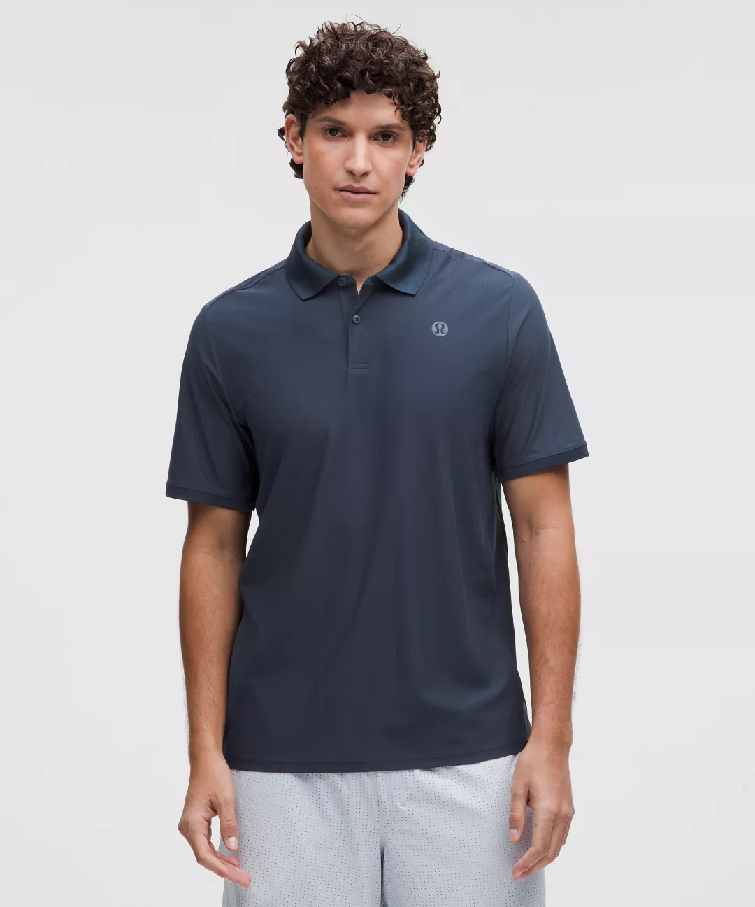 UV-Protective Striped Mesh Tennis Polo Shirt