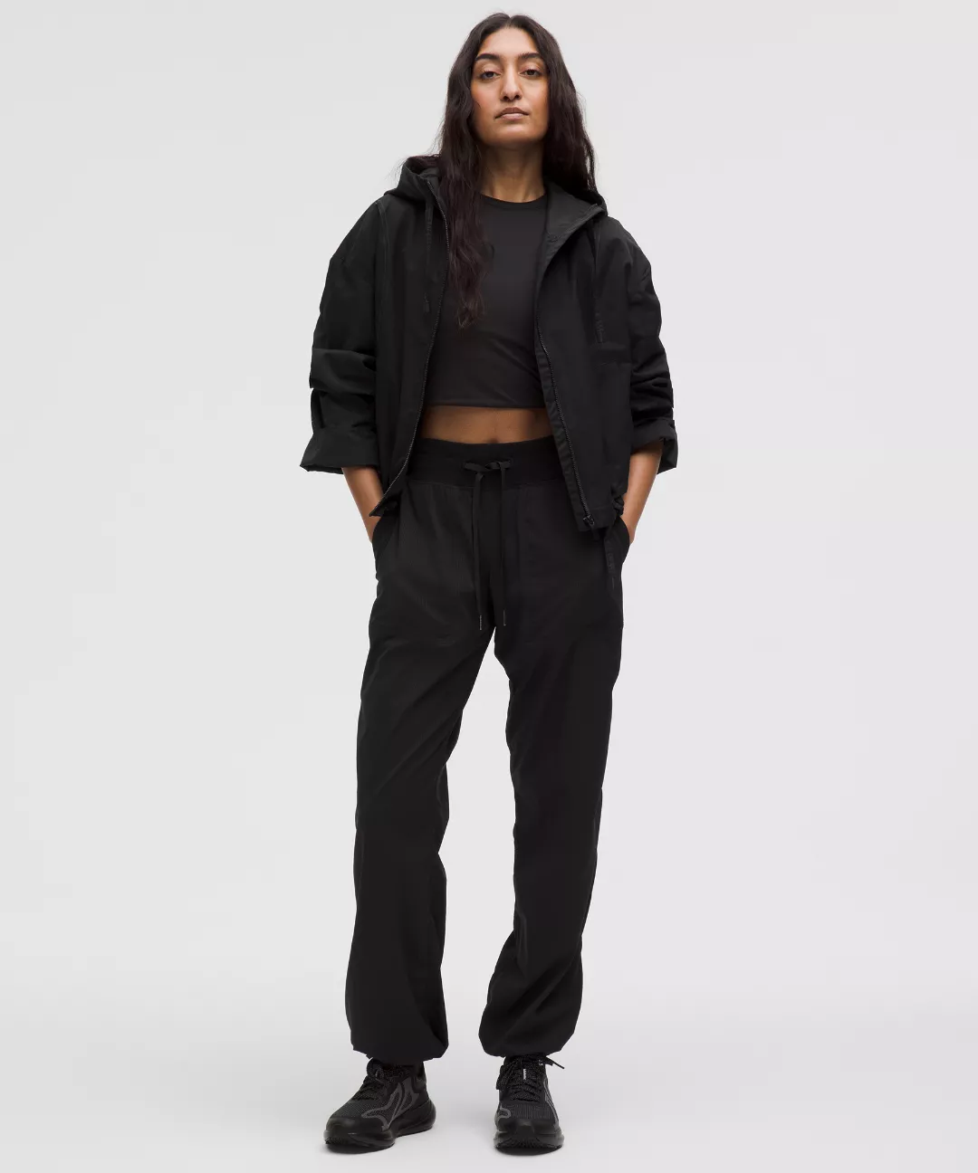 Water-Resistant Cropped Hooded Jacket