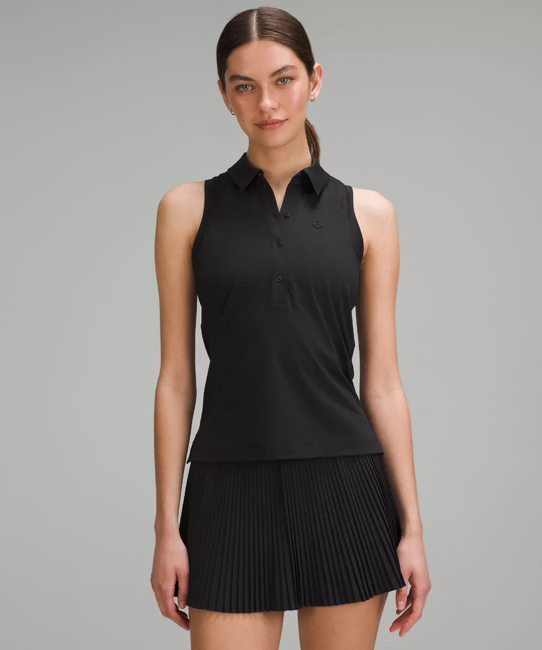 Quick-Dry Sleeveless Polo Shirt *Straight Hem