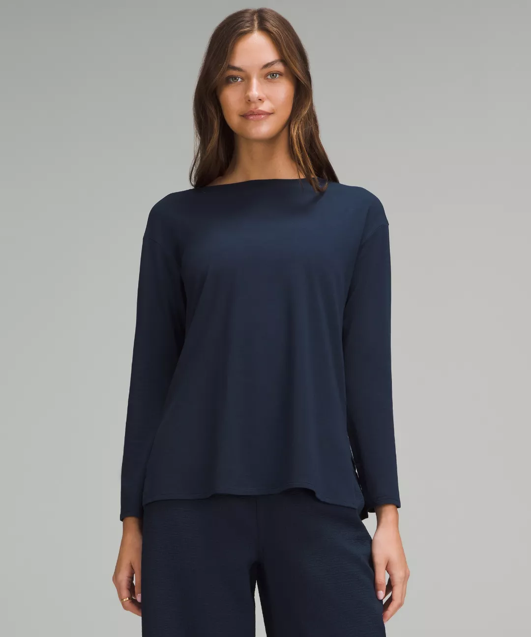 Relaxed-Fit Boatneck Long-Sleeve Shirt