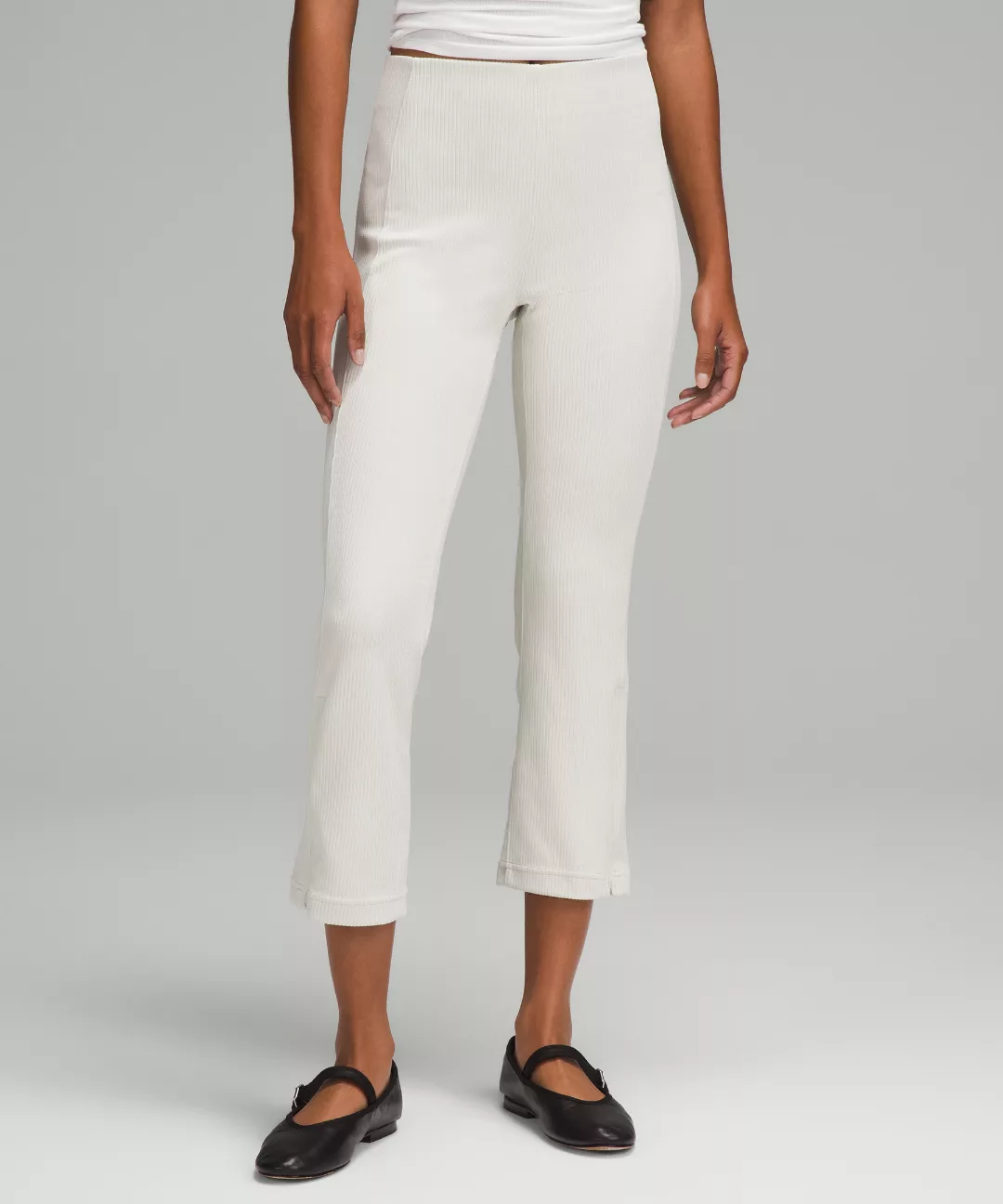 Ribbed Softstreme Zip-Leg High-Rise Cropped Pant 25"