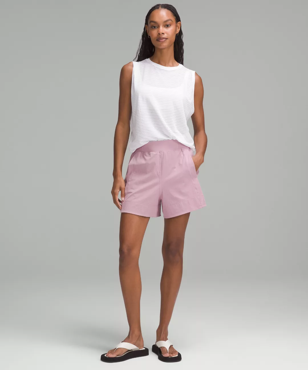 Stretch Woven Relaxed-Fit High-Rise Short 4"