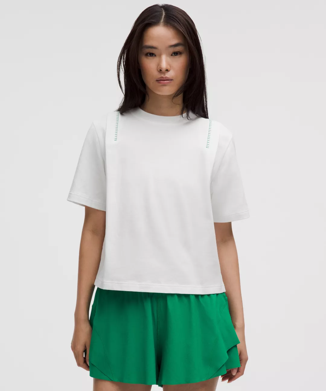 Cotton Jersey Stitch-Detail T-Shirt