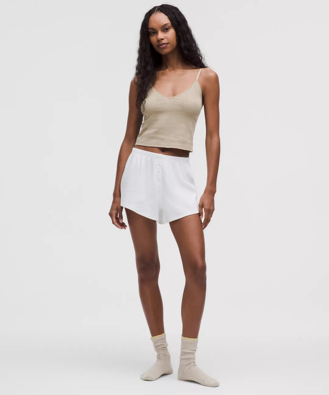 Cotton Pointelle Cropped Cami Tank Top