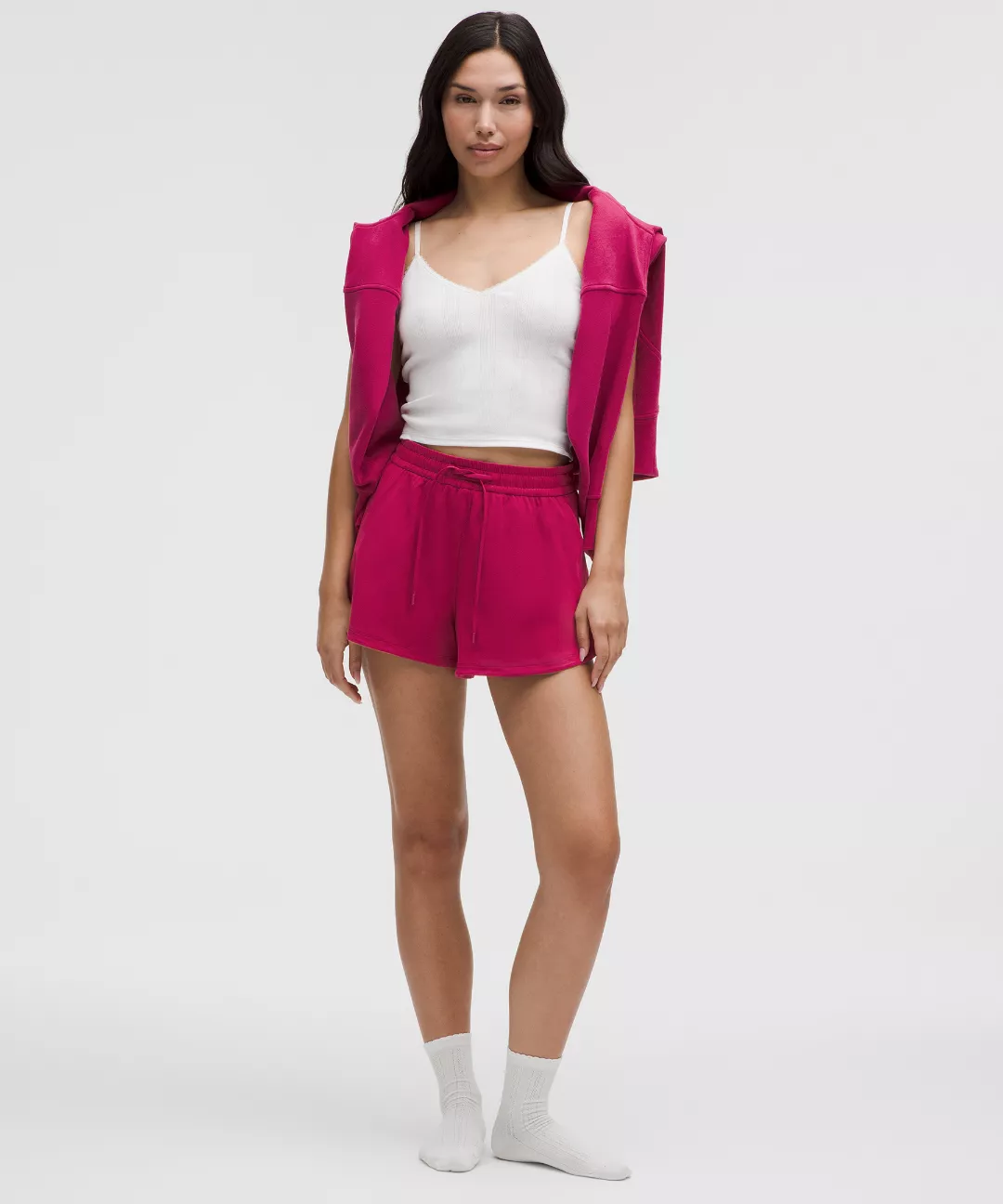 Soft Jersey Mid-Rise Curved-Hem Short 3"