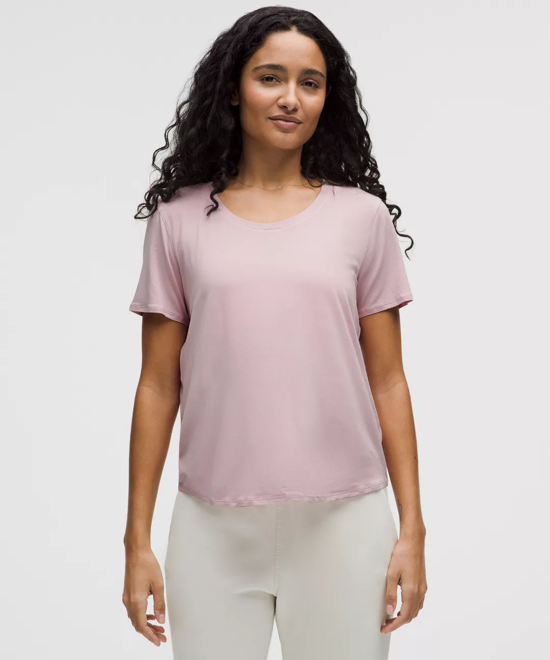 Modal-Silk Twist-Back Short-Sleeve Shirt