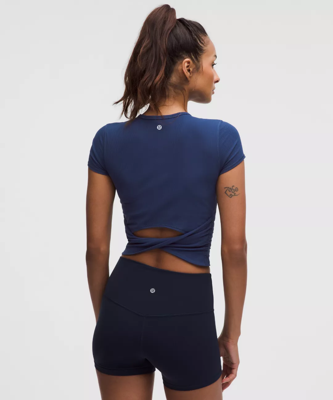 All It Takes Back-Twist Ribbed Short-Sleeve Shirt