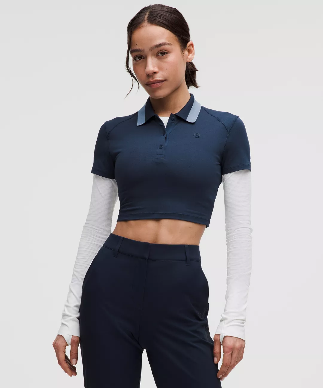 Pique Slim-Fit Cropped Polo Shirt