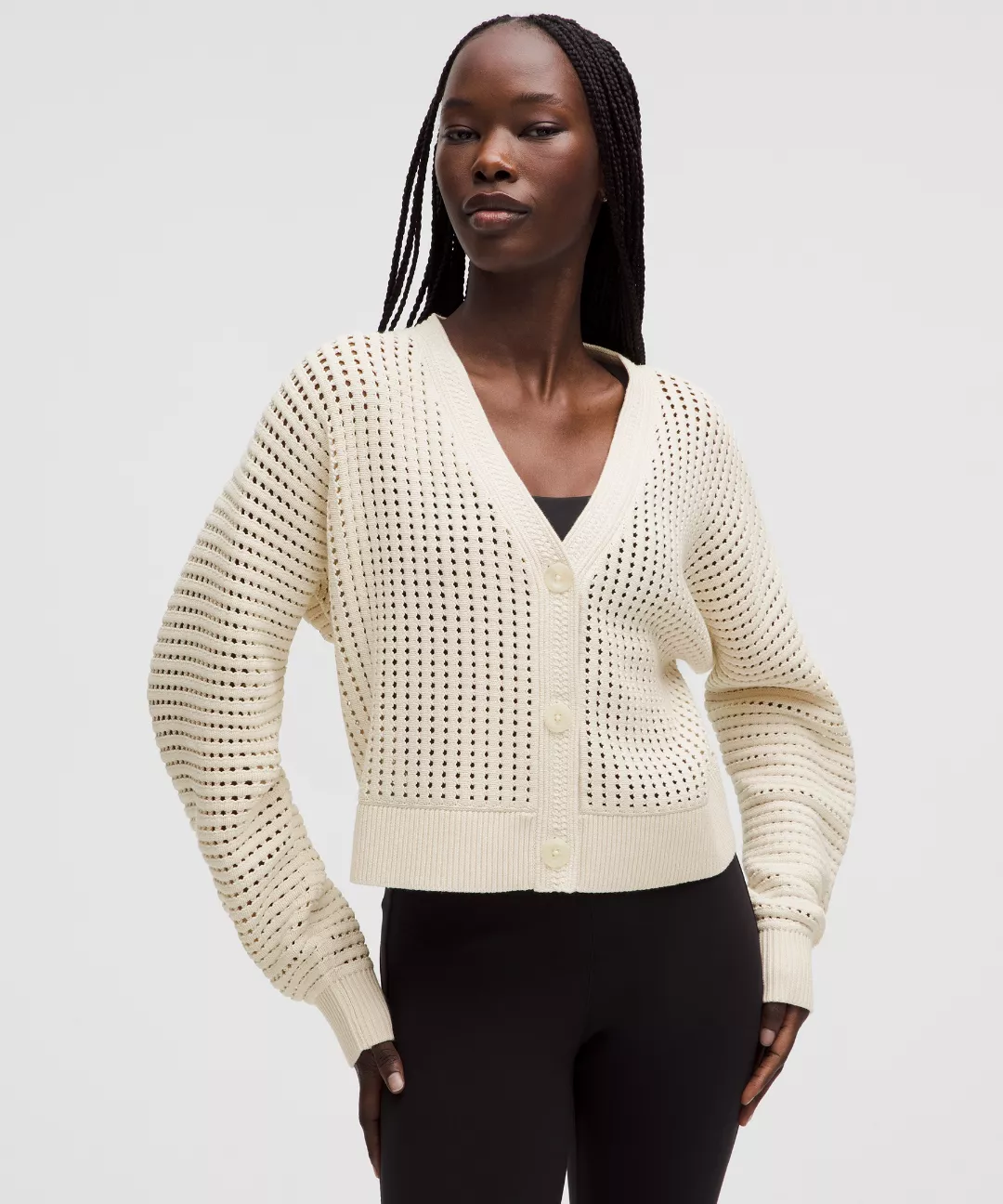Cotton Crochet Mesh Relaxed-Fit Cardigan