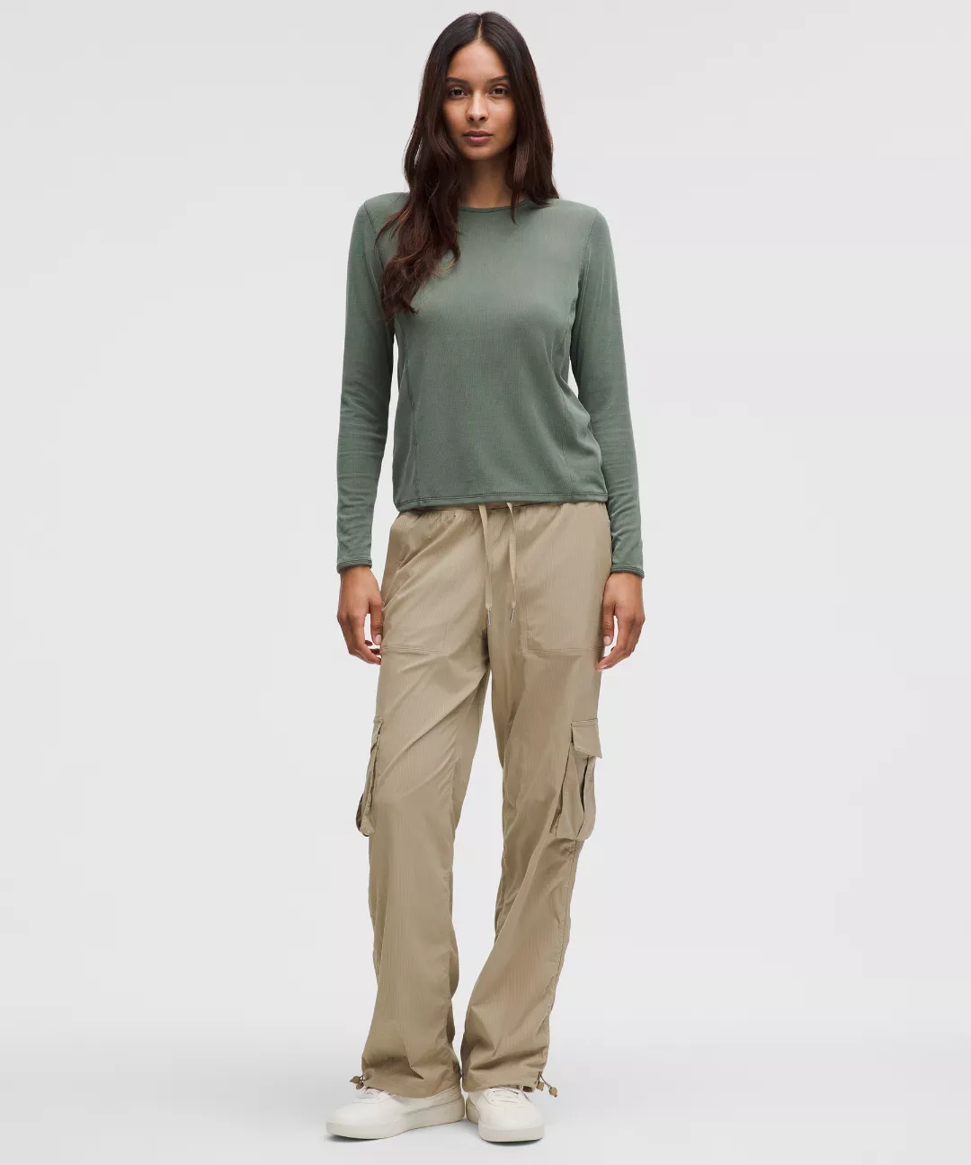 Twist-Back Soft Ribbed Long-Sleeve Top