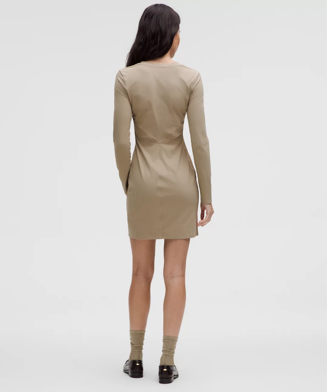 All Aligned Ribbed Long-Sleeve Henley Dress