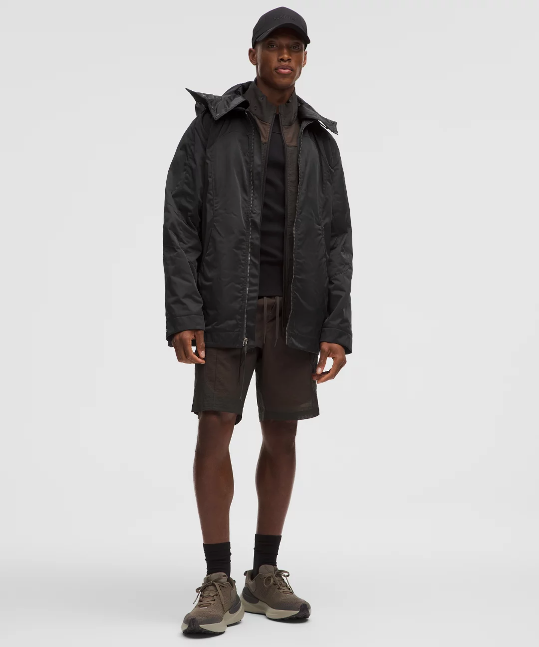 Taffeta Removable-Hood Collared Jacket *SLNSH Collection