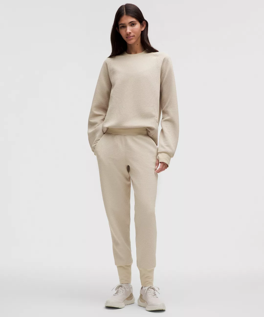 Waffle-Knit Mid-Rise Jogger