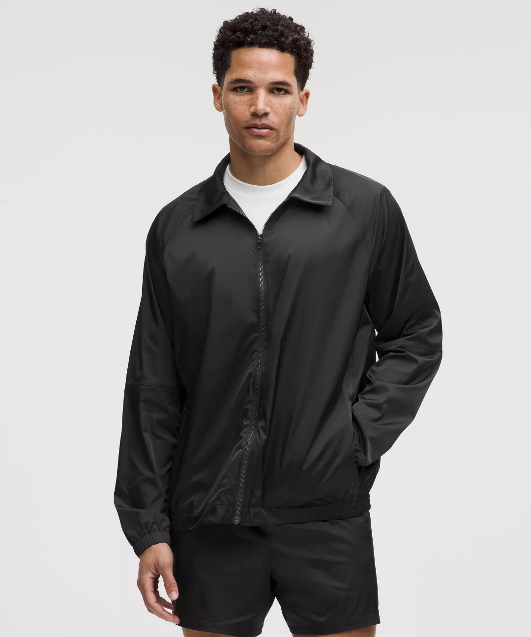 Stretch Satin Nylon Track Jacket