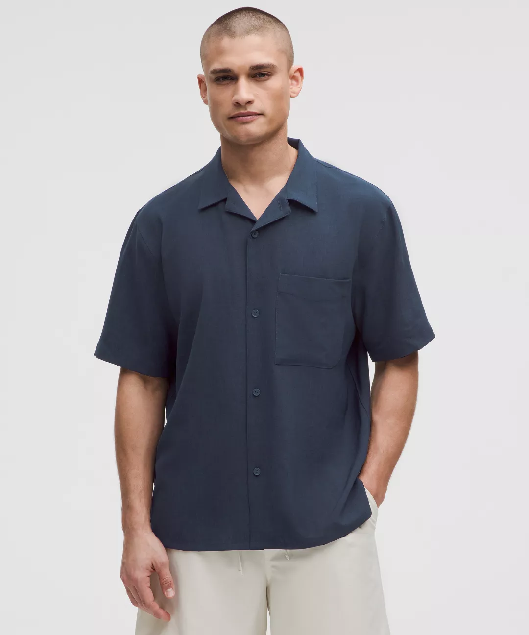 Lightweight Camp Collar Button-Up Shirt *Pocket