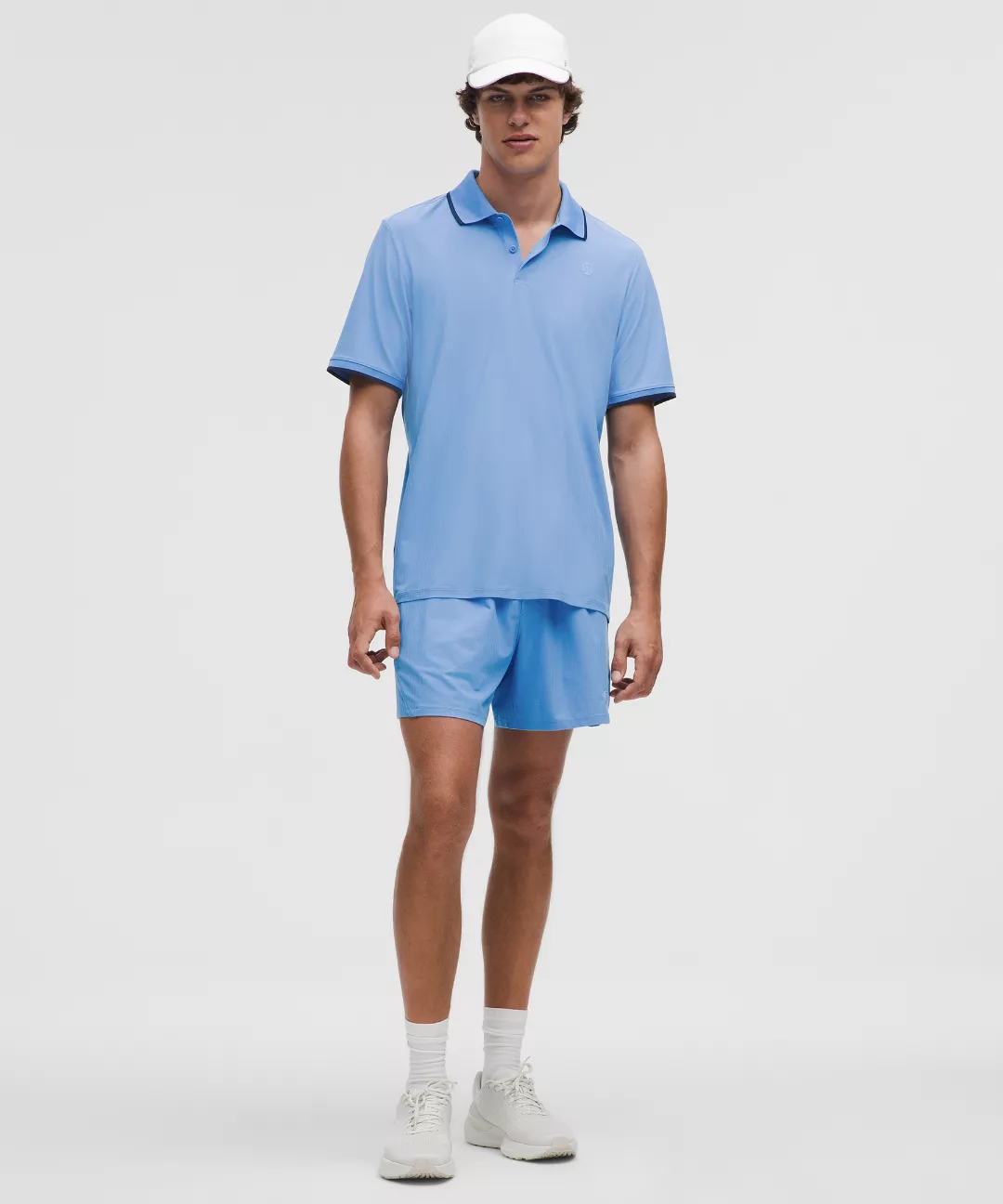 UV-Protective Striped Mesh Tennis Polo Shirt