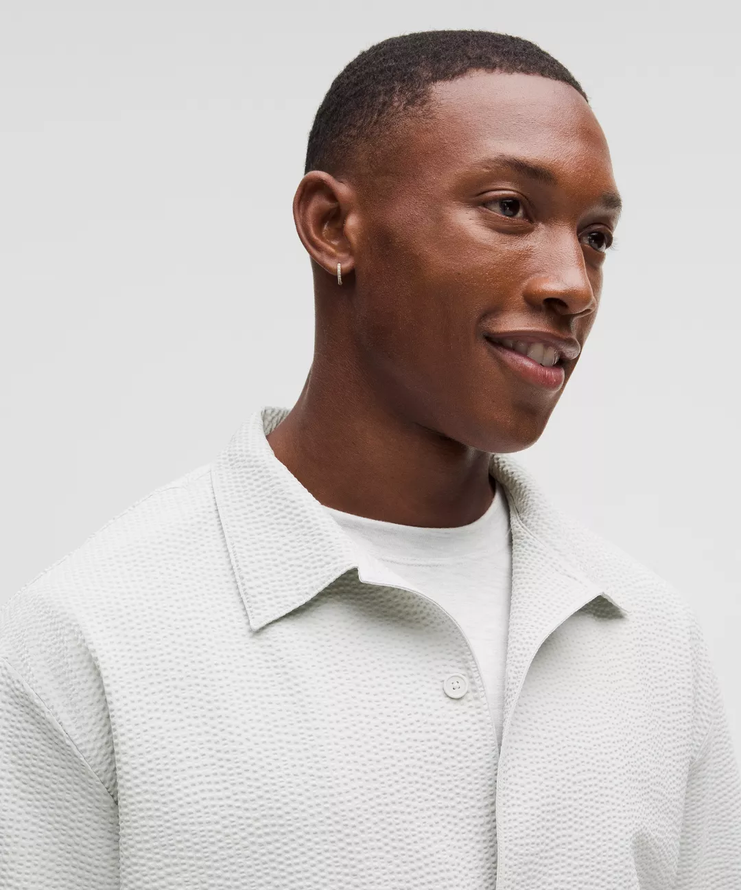 Textured Camp Collar Short-Sleeve Shirt