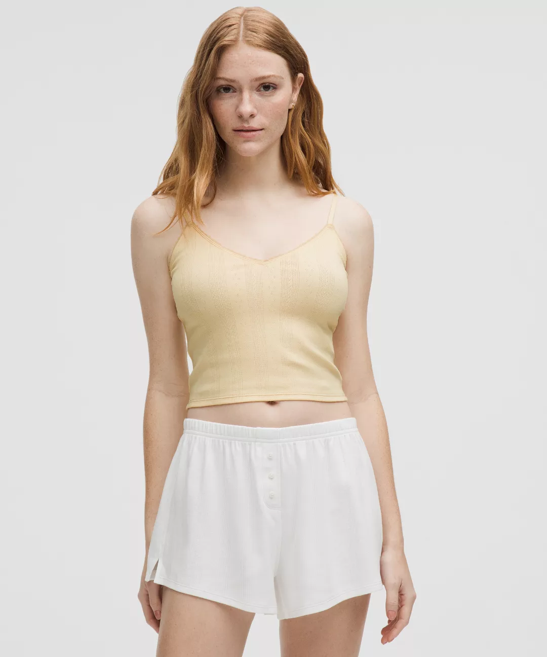 Cotton Pointelle Cropped Cami Tank Top