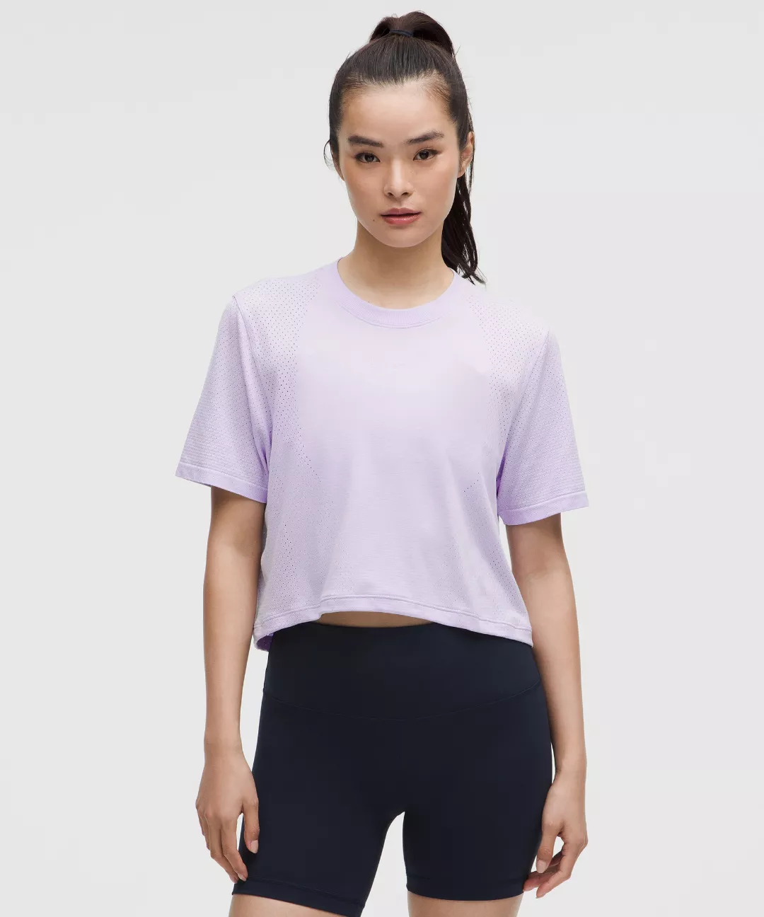 Swiftly High-Low Cropped Short-Sleeve Shirt