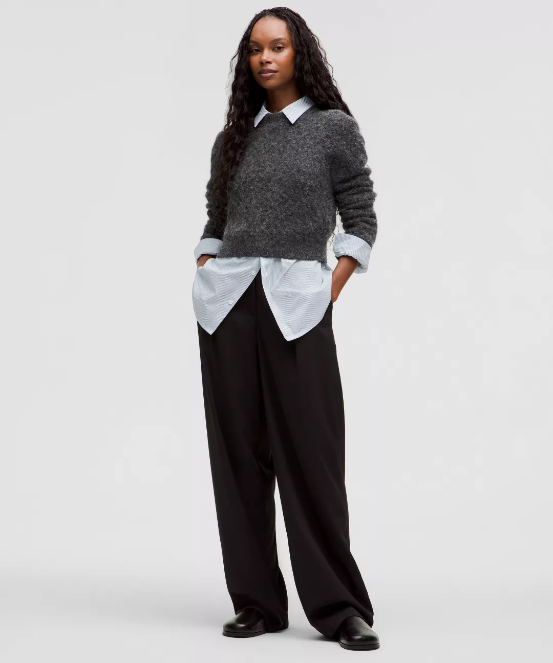 Alpaca Wool-Blend Crosshatch Sweater