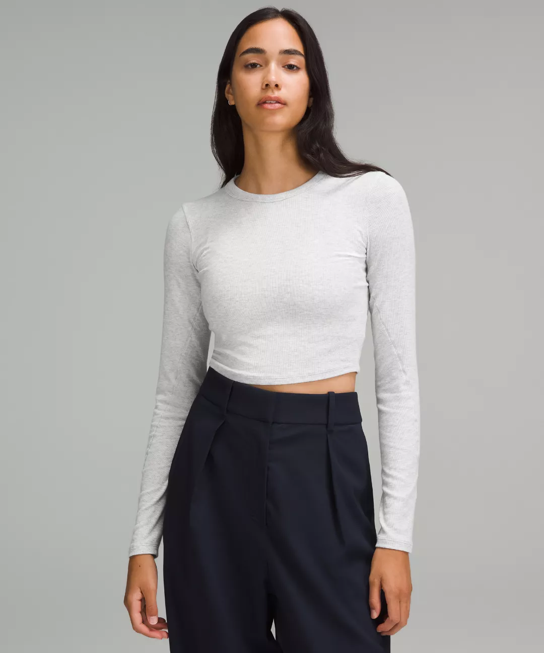 Hold Tight Straight-Hem Cropped Long-Sleeve Shirt