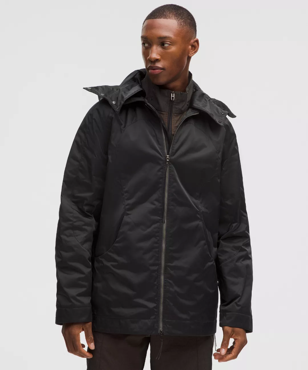 Taffeta Removable-Hood Collared Jacket *SLNSH Collection