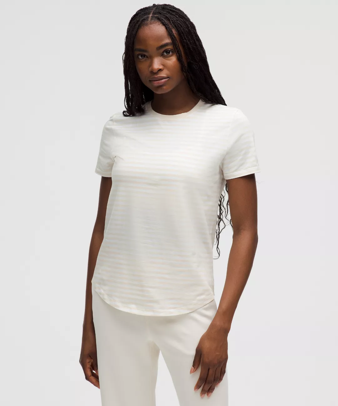 Love Curved-Hem Crewneck T-Shirt