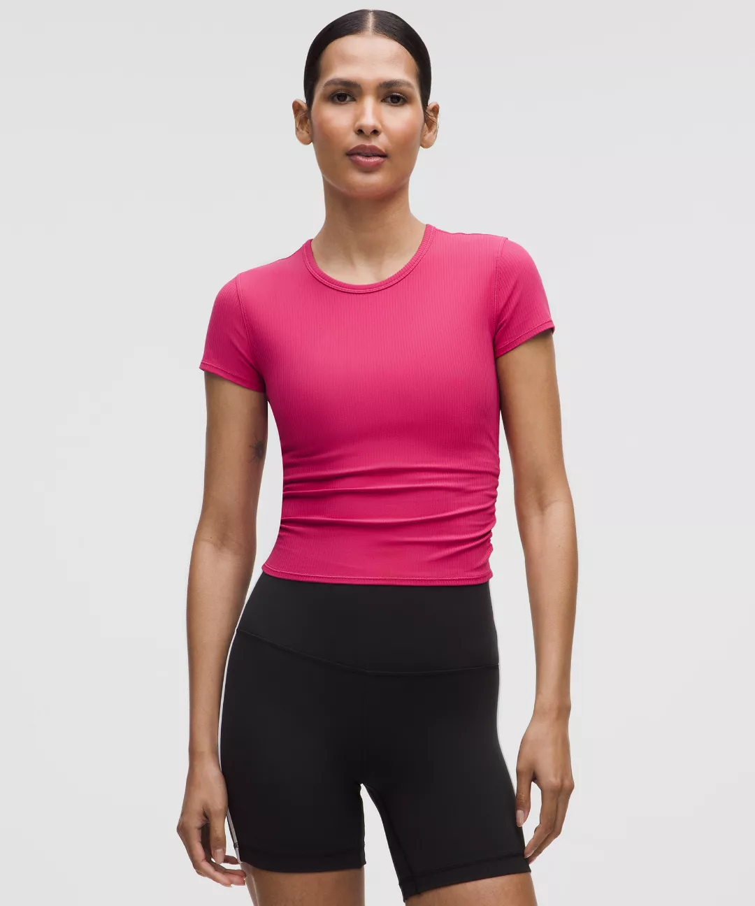 All It Takes Back-Twist Ribbed Short-Sleeve Shirt