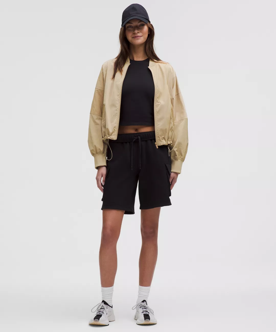 Lightweight Hem-Cinch Bomber Jacket